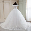 Amelia Sexy Boat Neck Style Short Sleeves Wedding Ball Gown - Frimunt Clothing Co.