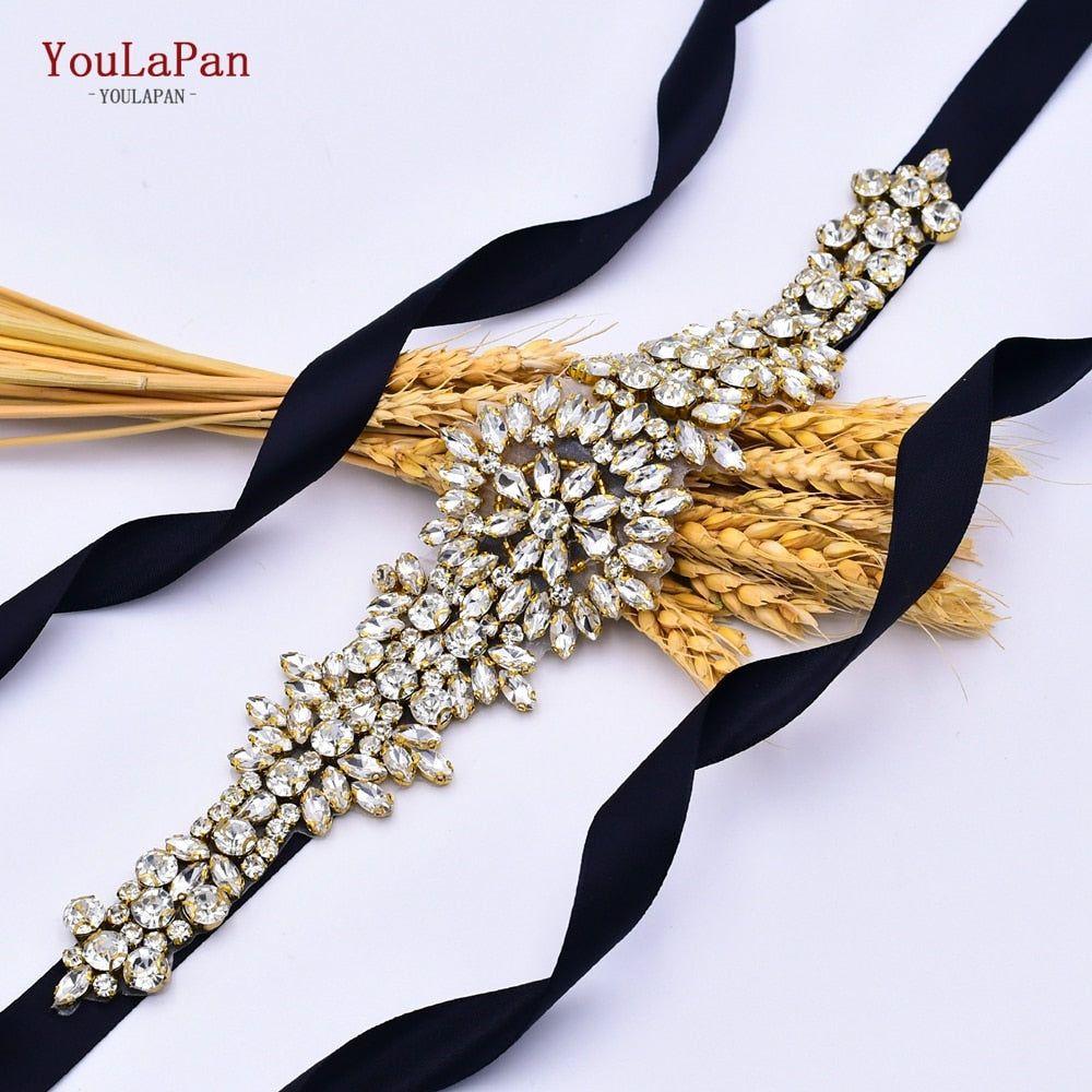 Elegant Golden Crystal Bridal Gown Belt Luxury Wedding Accessories - Frimunt Clothing Co.