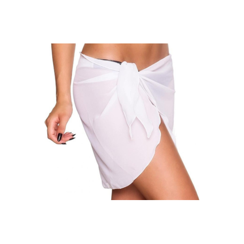 Women Beach Bikini Cover Up Solid Color Pareo Chiffon Wrap Skirt Sarong Beachwear