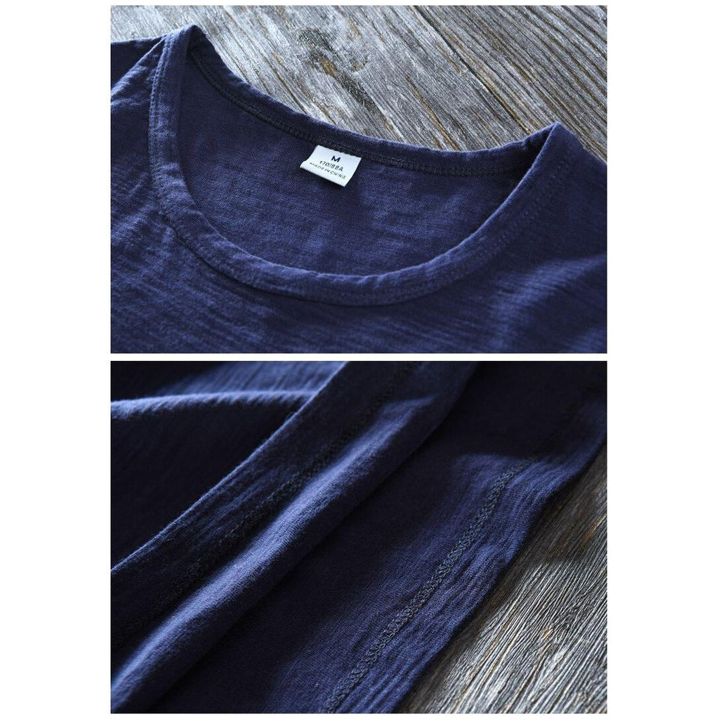 New Men's Short Sleeve O-NECK Breathable 100% Raw Cotton Linen Soft High Quality T-Shirt- 213 - Frimunt Clothing Co.