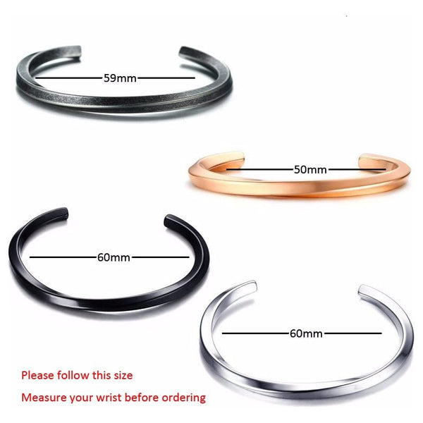 Men Twisted Cuff Bangle Mobius Bracelet Stacking Bangle Stainless Steel Unisex Jewelry - Frimunt Clothing Co.