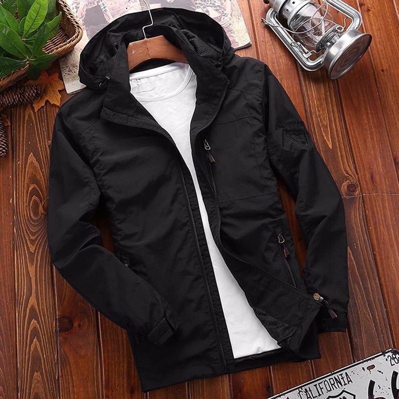 Men's Casual Streetwear Lightweight Spring/Summer Zipper Detachable Hood, Waterproof Jacket Slim Fit Sizes M~6XL - Frimunt Clothing Co.