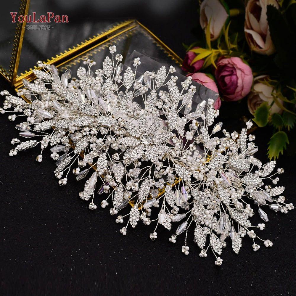 YouLaPan HP377 Ladies Wedding Crown Bridal Crowns for Brides Hair Accessories Metal Crystal Bridal Hair Band Wedding Tiara - Frimunt Clothing Co.