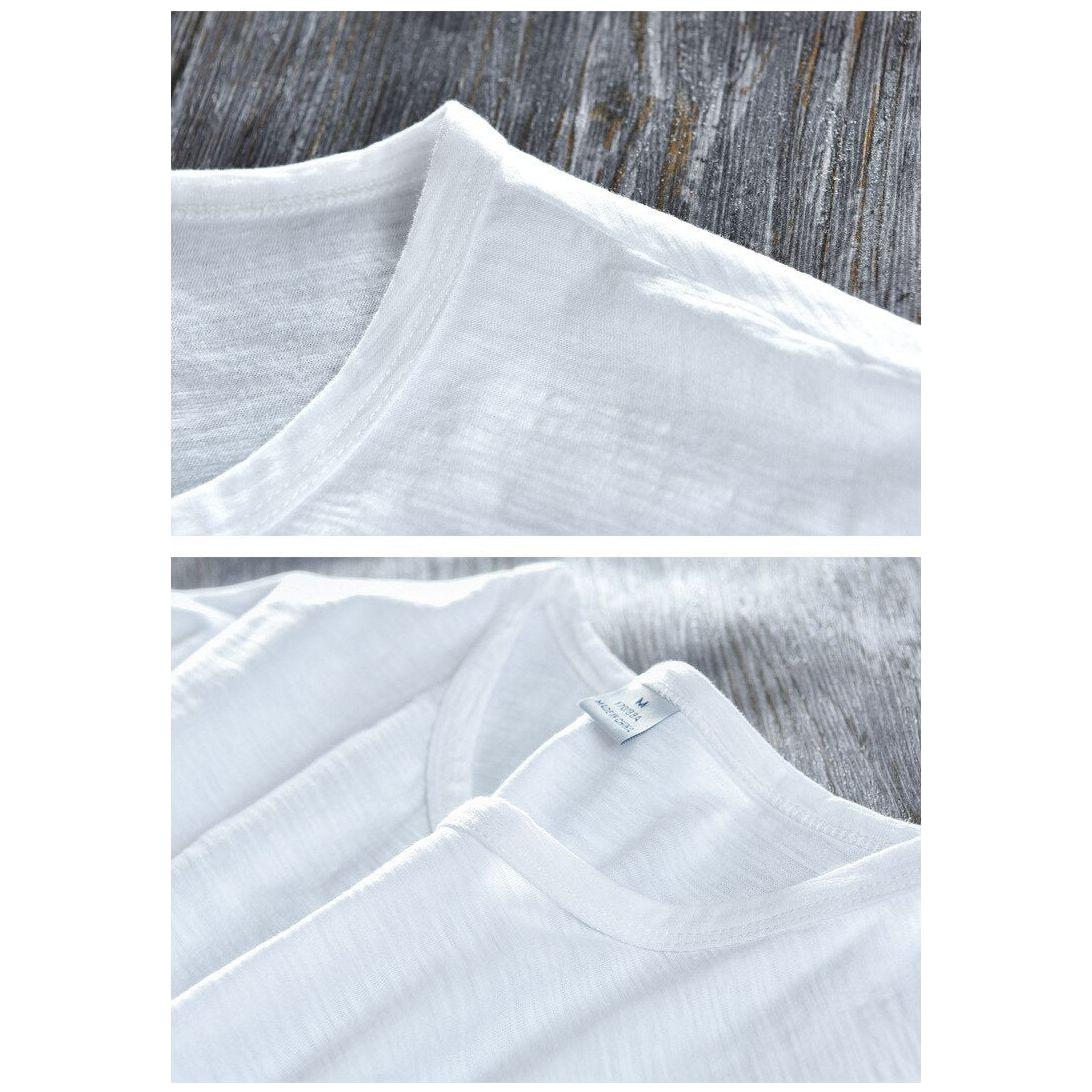 New Men's Short Sleeve O-NECK Breathable 100% Raw Cotton Linen Soft High Quality T-Shirt- 213 - Frimunt Clothing Co.