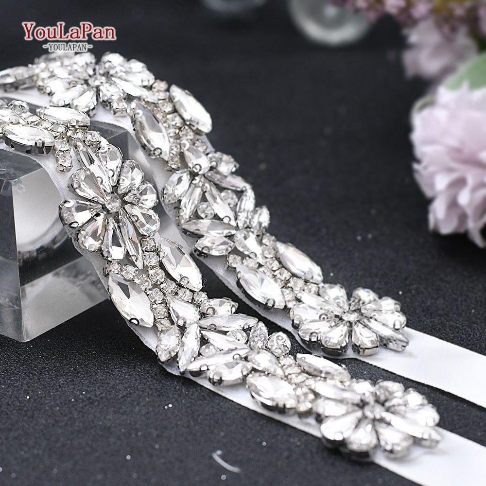 Wedding Dress Belt Rhinestone Sash Belt Crystal Beaded - Frimunt Clothing Co.