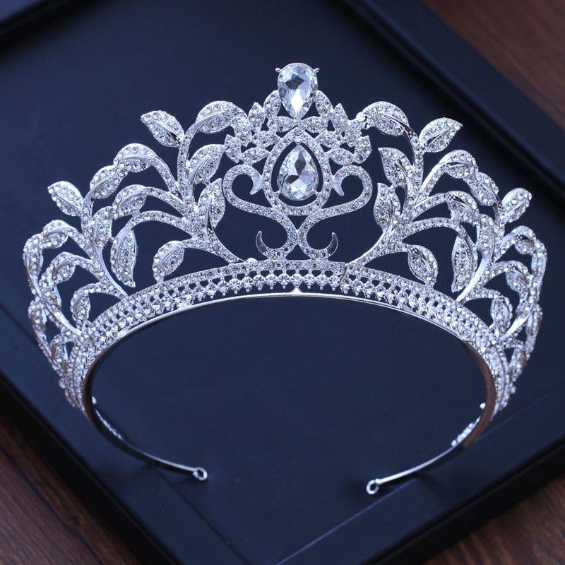 Baroque Vintage Silver or Gold Crystal Flowers Beads Tiaras - Frimunt Clothing Co.