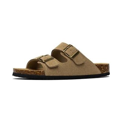 Summer Men's Cork Sandals Genuine Suede Leather Mule Clogs With Two Buckle Beach Slides Birkenstock Style For Men Sizes up to 45 - Frimunt Clothing Co.