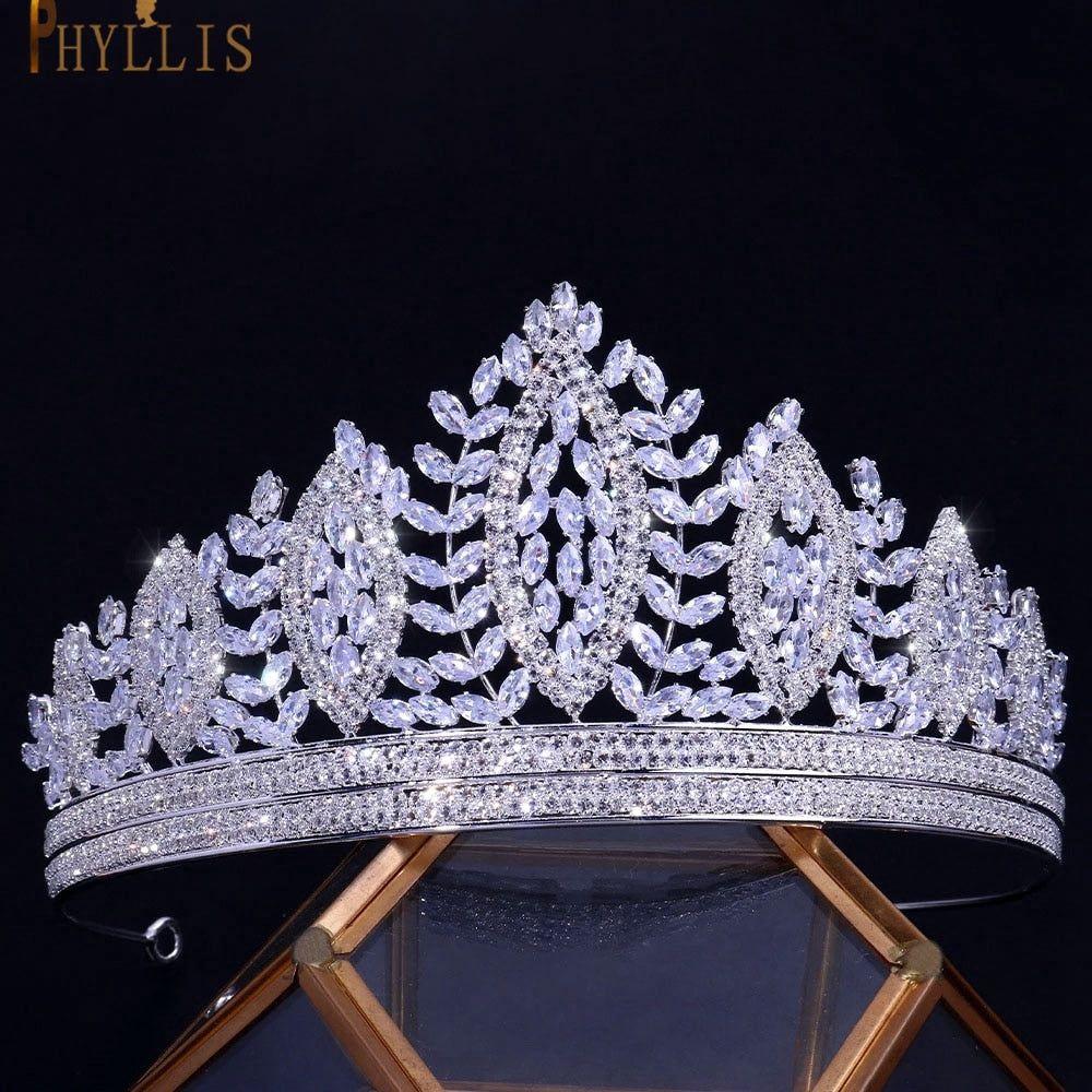 Zircon Princess Wedding Bridal Tiaras and Crowns Pageant Hair Jewelry Headpieces - Frimunt Clothing Co.