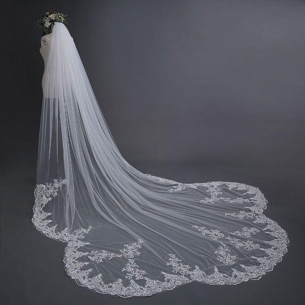 High Quality Cathedral Lace Bridal Veils 1Tier With Comb - Frimunt Clothing Co.