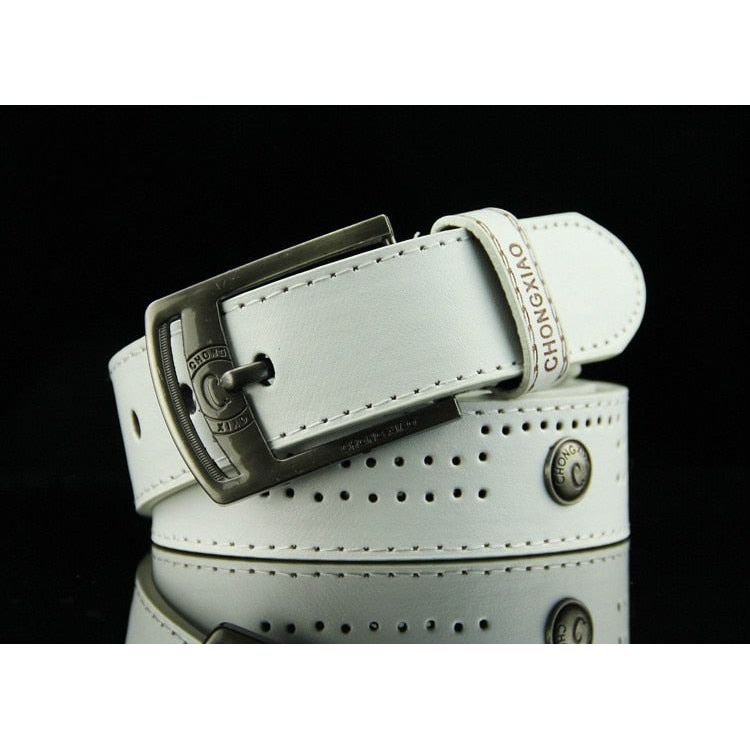 New High Quality Needle Buckle Style Leisure Men's Belt Rivet Eco Leather 4 Colors - Frimunt Clothing Co.
