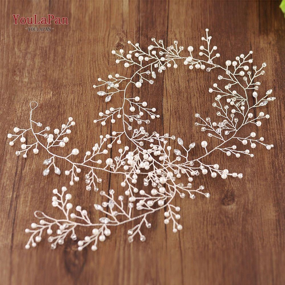 Luxury Pearls & Crystals Wedding Long Hair Vine Bridal Jewelry - Frimunt Clothing Co.