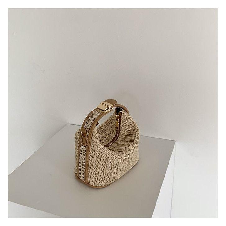 Women's Woven Straw Mini Hobo Bag With Shoulder Crossbody Strap Summer Beige - Frimunt Clothing Co.