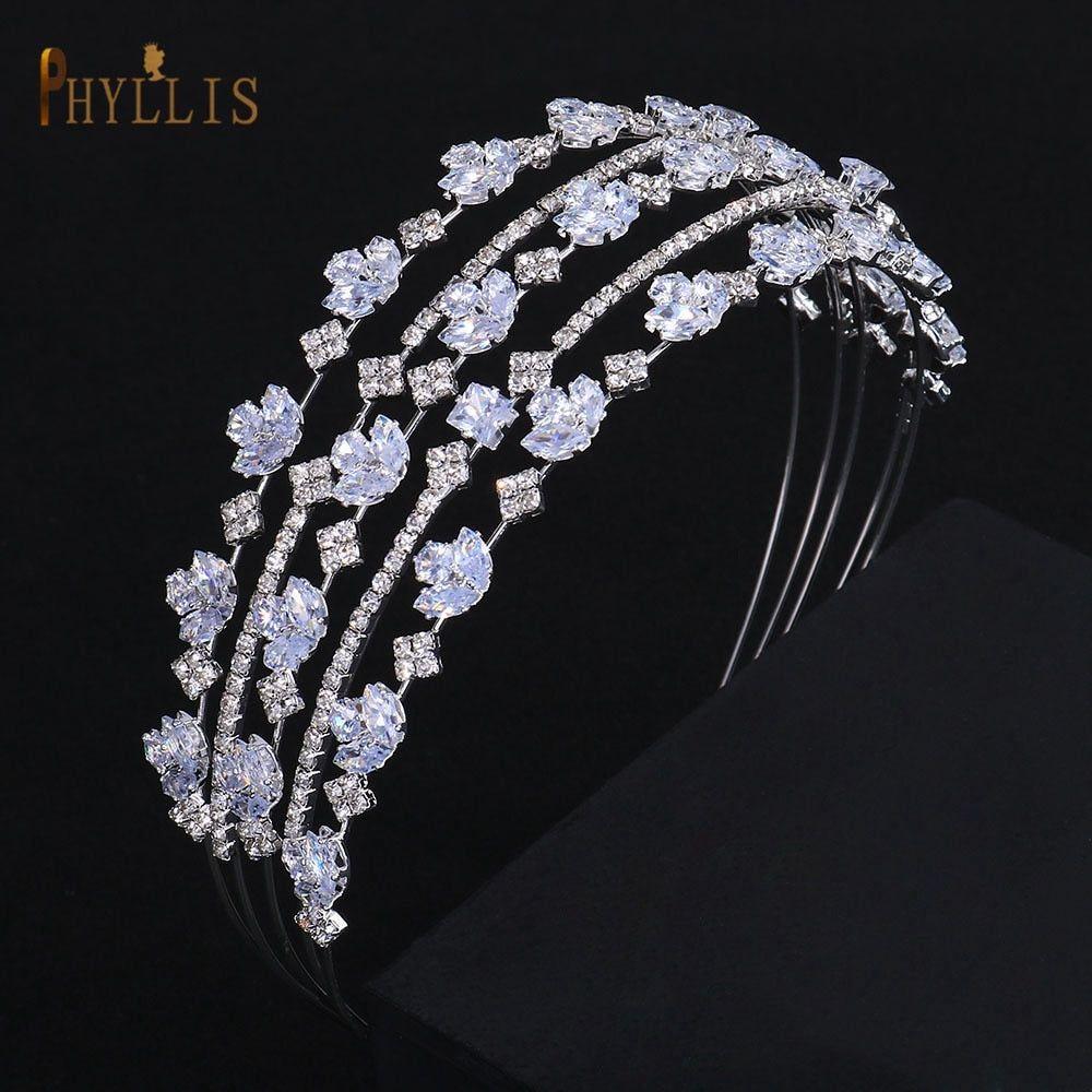Zircon Princess Wedding Bridal Tiaras and Crowns Pageant Hair Jewelry Headpieces - Frimunt Clothing Co.