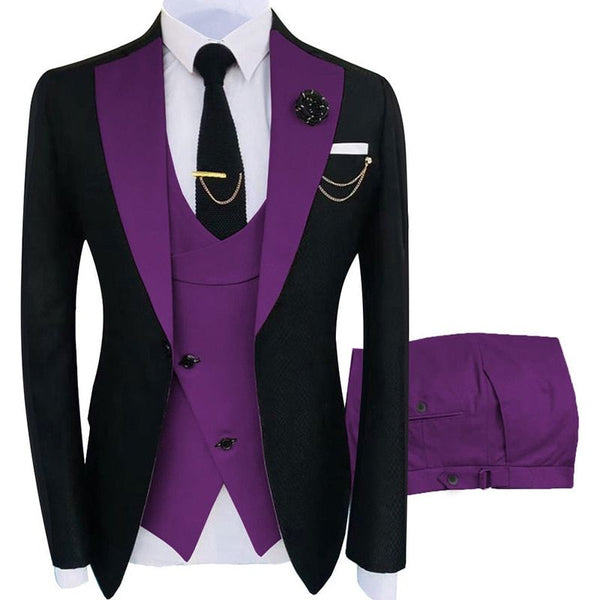 New Men's Formal Suit Regular Fit Tuxedo 3 Piece Set Jacket + Vest + Trousers. Formal Occasions, Stage, Groom. Many Colors. - Frimunt Clothing Co.