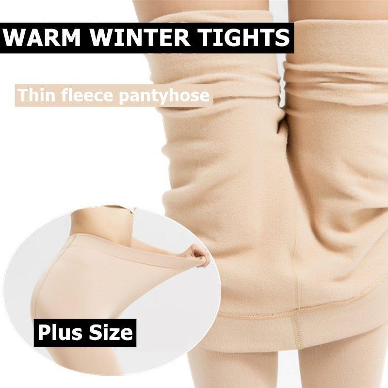 Women's Tights Plus Size 120D Autumn Warm Winter Fleece Pantyhose High Waist Stretchy Thick Tights - Frimunt Clothing Co.