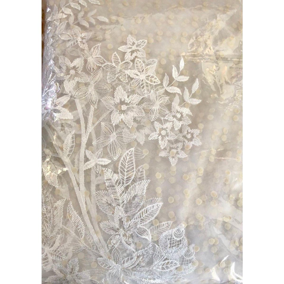 Bridal Veil With Sequins Lace Edge White Cathedral Length Veil With Comb - Frimunt Clothing Co.