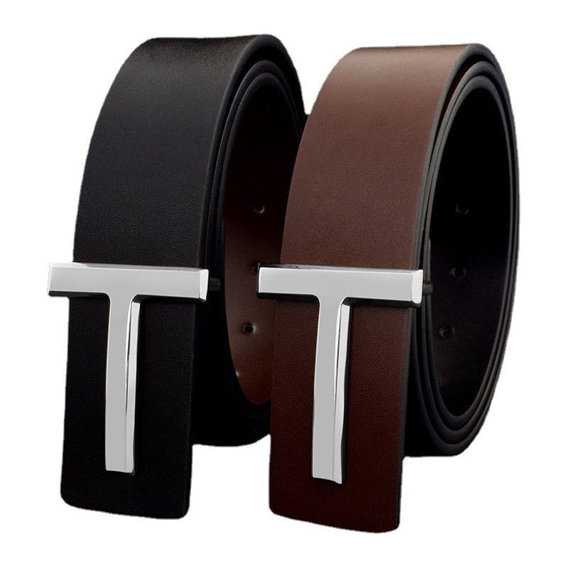 New Men's Belt High Quality Fashion Designer Belts Letter Buckle Genuine Leather - Frimunt Clothing Co.