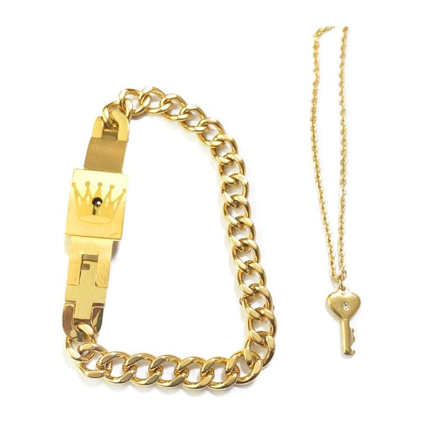 Concentric Interlocking Key Titanium Steel Couple Bracelet Valentine's Day Gift Silver, Gold, Black