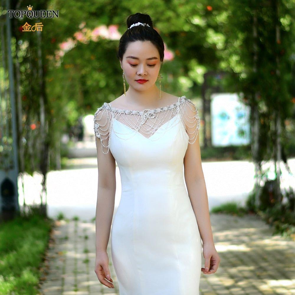 Bridal Neck Shawl with Rhinestone Crystals Beaded Designer Jewelry - Frimunt Clothing Co.