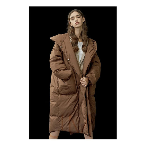 S- 7XL Winter Oversize Warm Duck Down Coat Female X-Long Down Warm Jacket Hooded Cocoon Style - Frimunt Clothing Co.