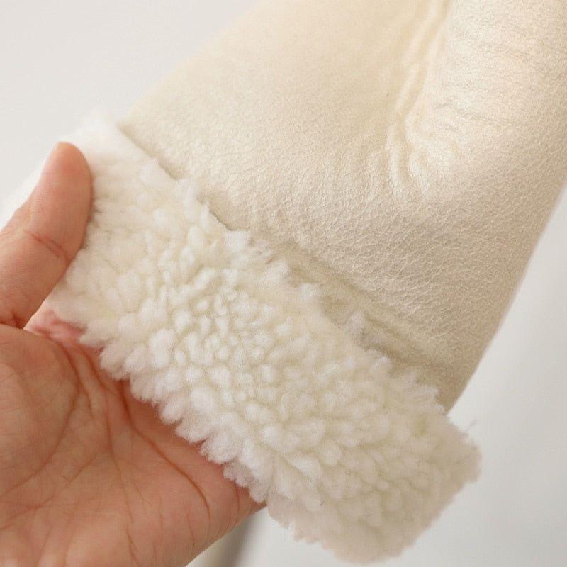 Winter Women's Faux Sheepskin Leather Jacket Aviator Style with Fur Lining - Frimunt Clothing Co.