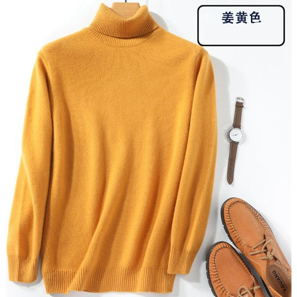 Super Warm 100% Cashmere Turtleneck Sweater Men Clothes 2022 Autumn Winter Knitted Pullover
