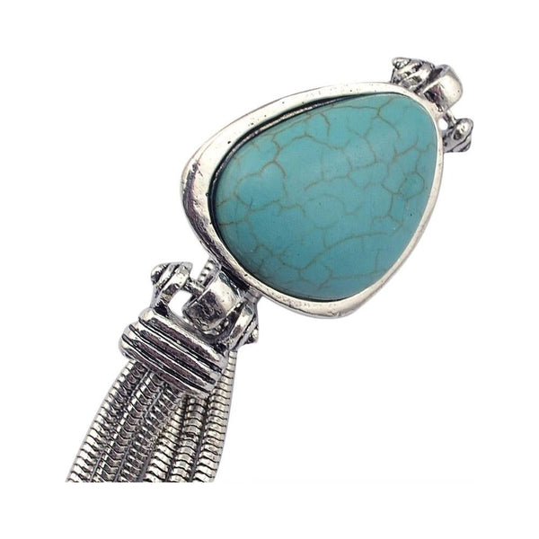 Boho Tibetan Silver Geometric Turquoise Stone Bracelets & Bangles For Women Ethnic Vintage