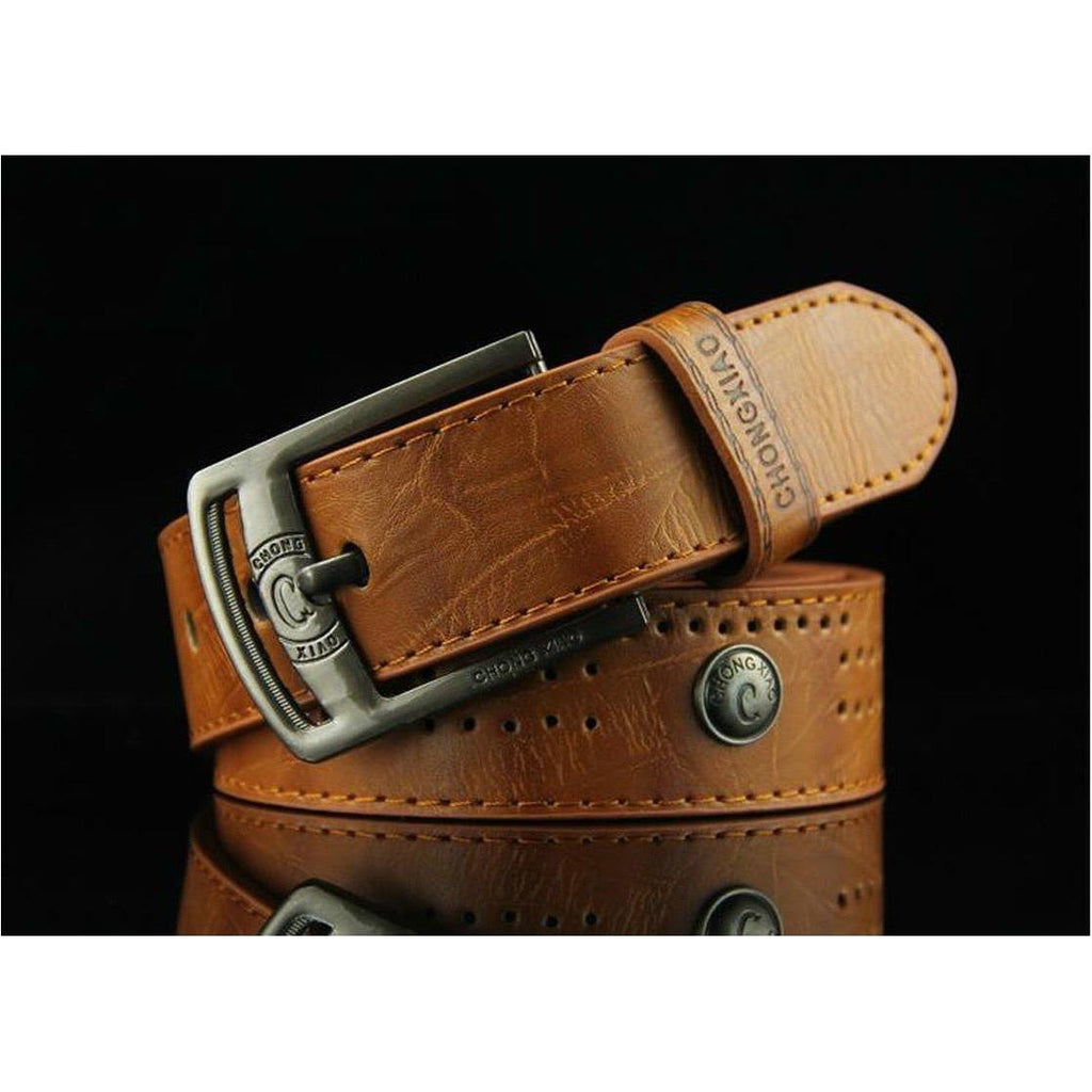 New High Quality Needle Buckle Style Leisure Men's Belt Rivet Eco Leather 4 Colors - Frimunt Clothing Co.