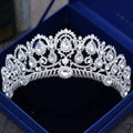 Baroque Vintage Silver or Gold Crystal Flowers Beads Tiaras - Frimunt Clothing Co.