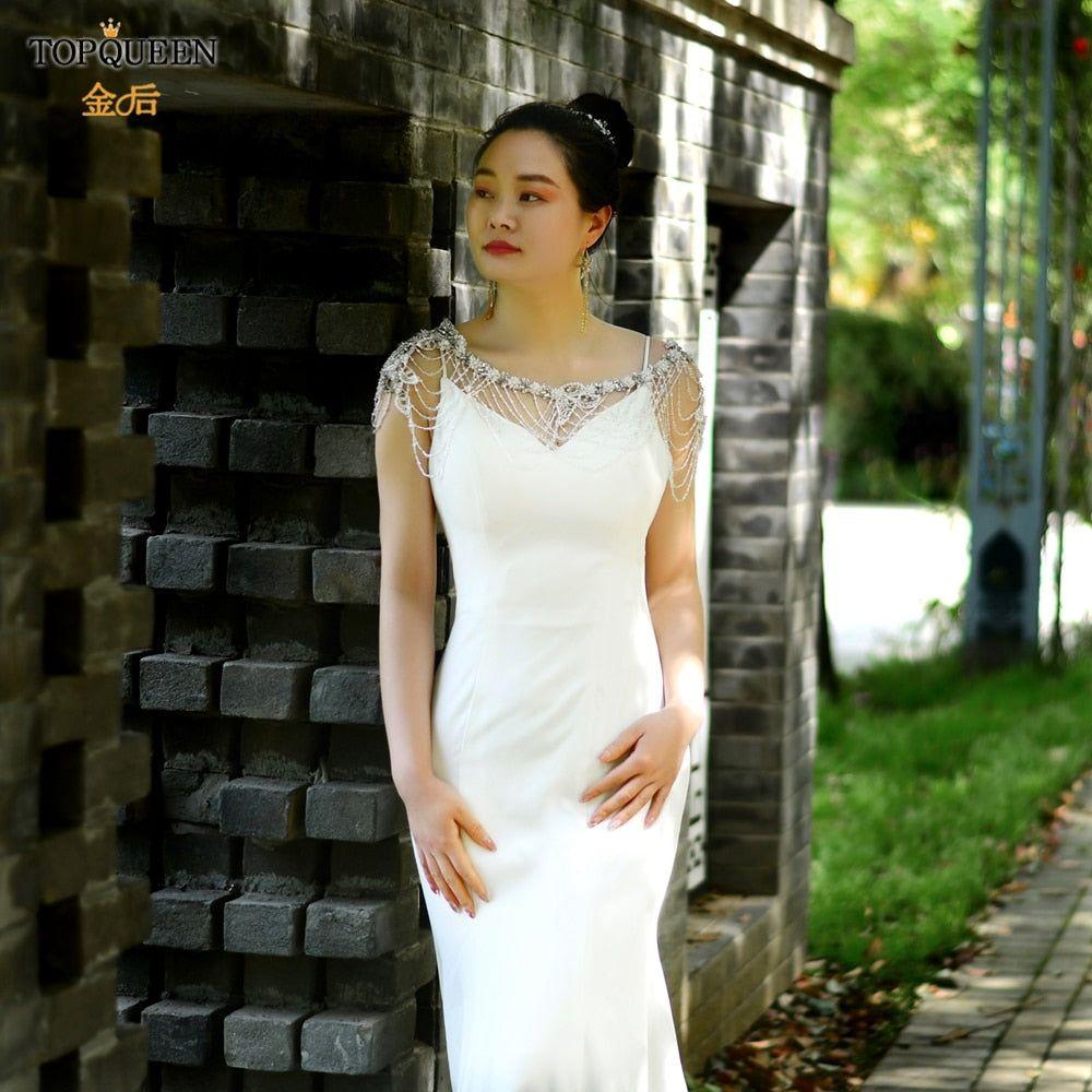 Bridal Neck Shawl with Rhinestone Crystals Beaded Designer Jewelry - Frimunt Clothing Co.