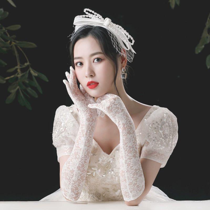 Full Finger Lace Bridal Long Gloves - Frimunt Clothing Co.