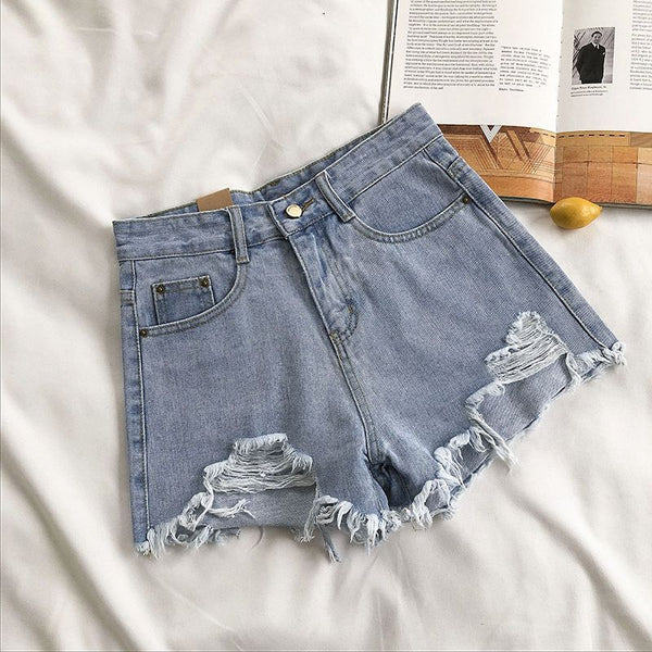 Women's Casual Summer Denim Shorts Pocket Ripped Jeans