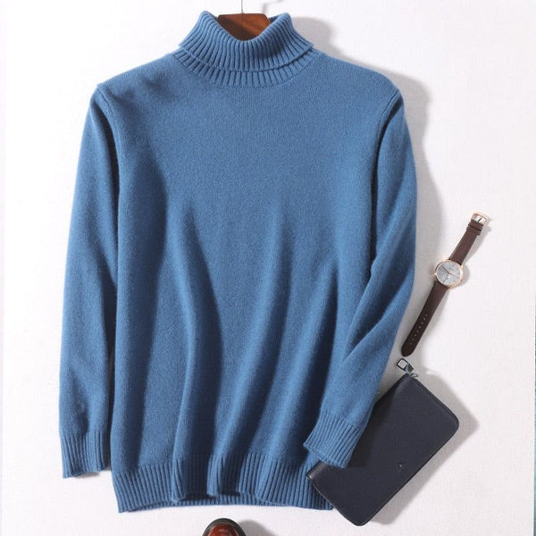 Super Warm 100% Cashmere Turtleneck Sweater Men Clothes 2022 Autumn Winter Knitted Pullover