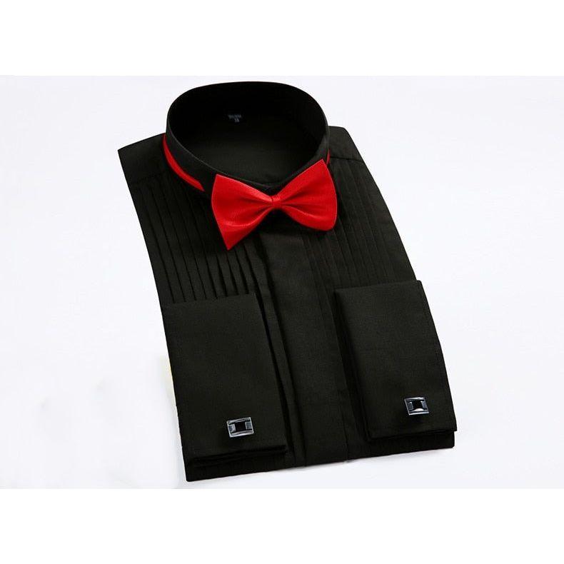 White Men Tuxedo Shirt Regular Fit Plus Size French Cufflinks Long Sleeve Wedding Party 6xl - Frimunt Clothing Co.
