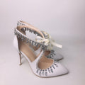Fashion Bridal Crystal Pointed Toe Rhinestone Stiletto Shoes High Heels Lace-Up - Frimunt Clothing Co.
