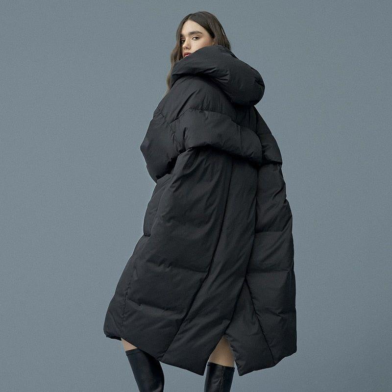 S- 7XL Winter Oversize Warm Duck Down Coat Female X-Long Down Warm Jacket Hooded Cocoon Style - Frimunt Clothing Co.