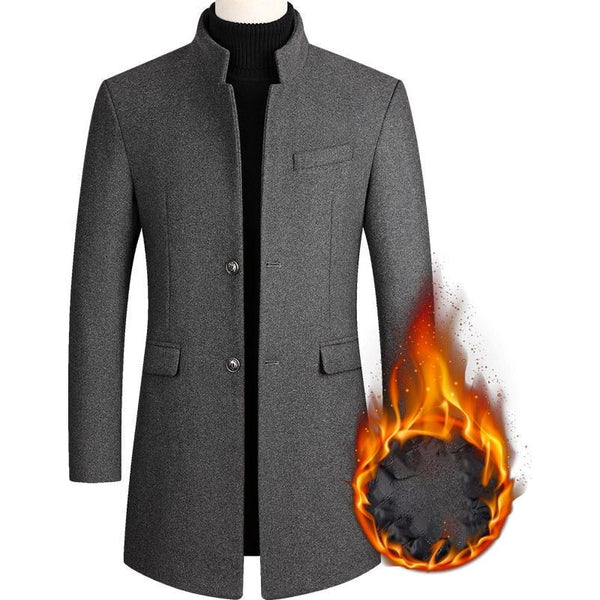 High Quality Men Coats Autumn Winter Solid Color Men's Mid-length Wool Jacket - Frimunt Clothing Co.
