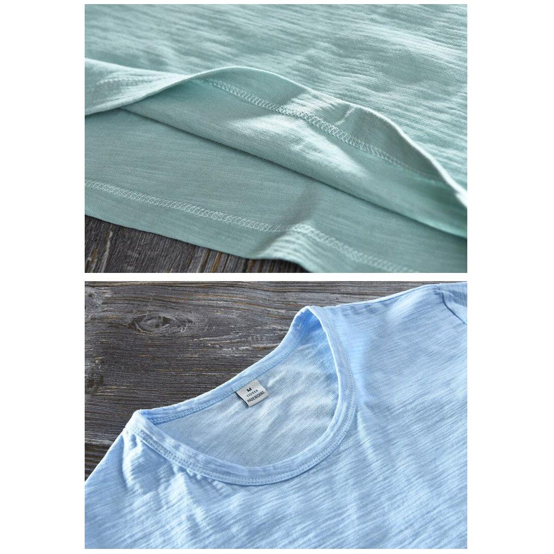 New Men's Short Sleeve O-NECK Breathable 100% Raw Cotton Linen Soft High Quality T-Shirt- 213 - Frimunt Clothing Co.