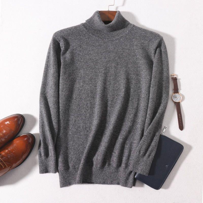 Super Warm 100% Cashmere Turtleneck Sweater Men Clothes 2022 Autumn Winter Knitted Pullover - Frimunt Clothing Co.