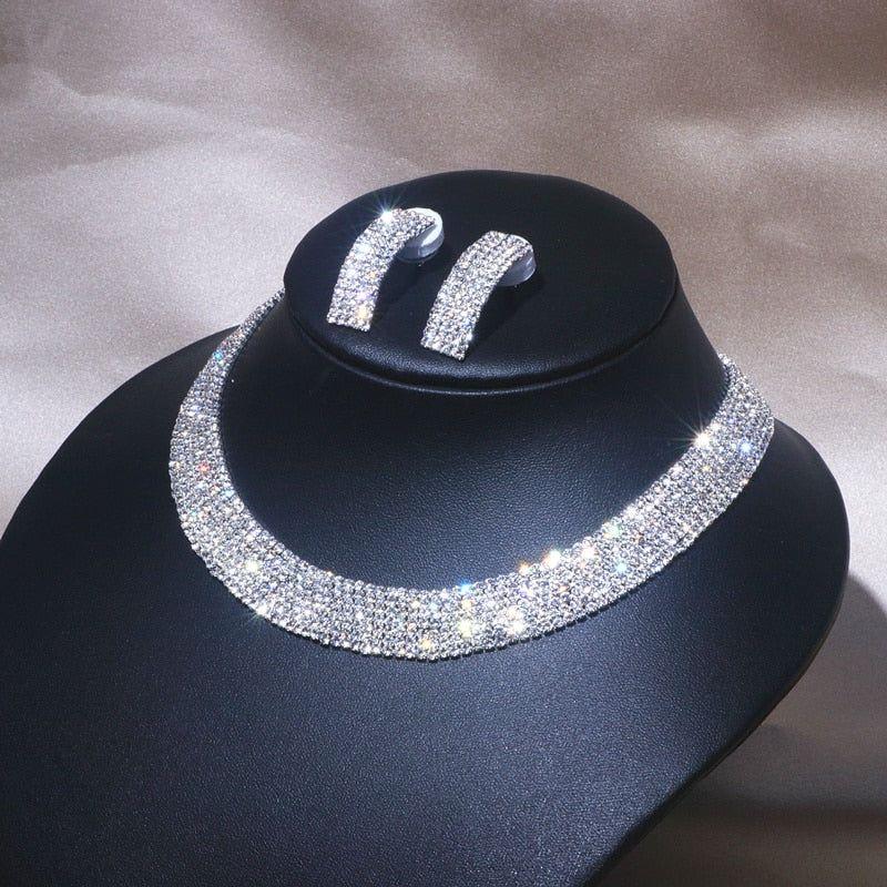 Women's Luxury Classic Jewelry Crystal Necklace And Earrings Set Wedding Party Bridal Jewelry Sets - Frimunt Clothing Co.