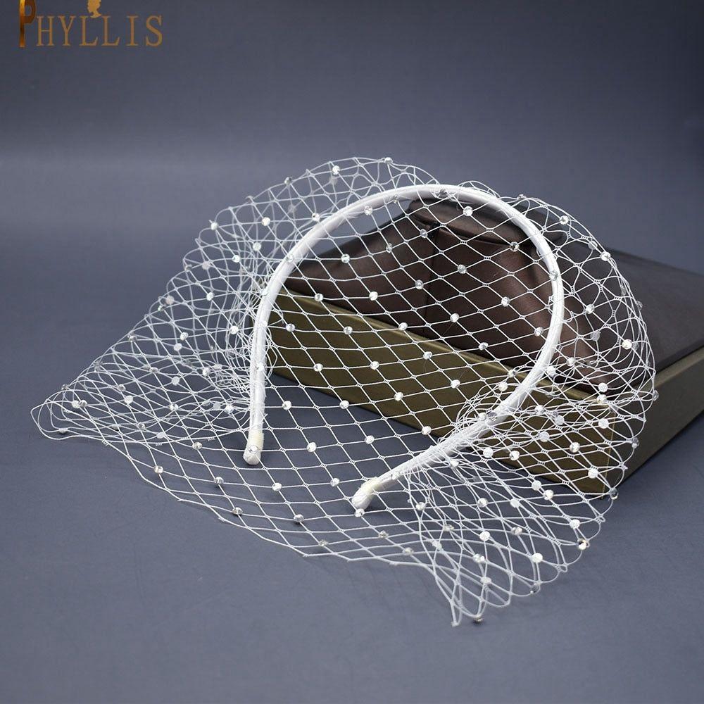 Bridal Birdcage Blusher Veil Crystals Face Veils Fascinator - Frimunt Clothing Co.