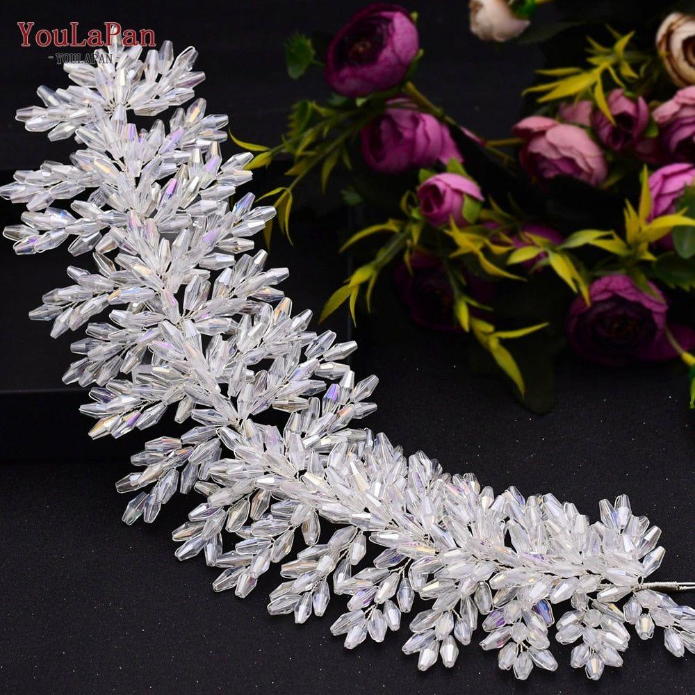 YouLaPan HP377 Ladies Wedding Crown Bridal Crowns for Brides Hair Accessories Metal Crystal Bridal Hair Band Wedding Tiara - Frimunt Clothing Co.