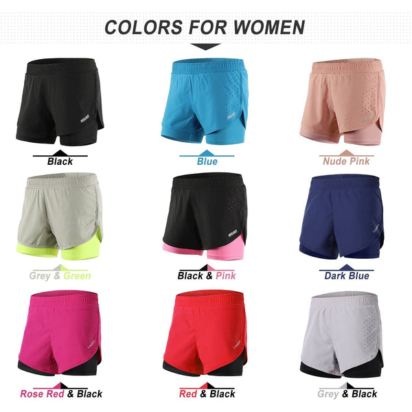 Women's 2 In 1 Running Quick Drying Shorts Elastic Waist Running Tights Yoga, Sports Short Many Colors - Frimunt Clothing Co.