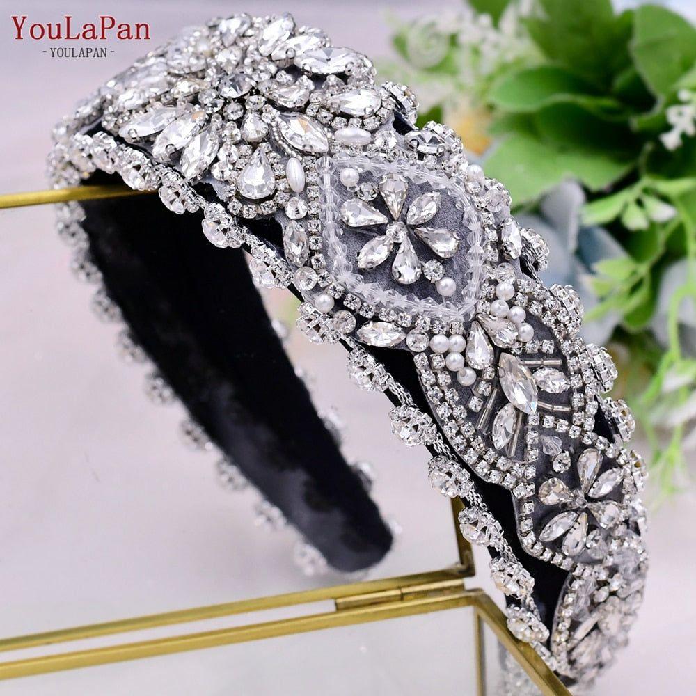 Rhinestone Padded Crystal Hairbands Handmade Beaded Bridal Accessories - Frimunt Clothing Co.