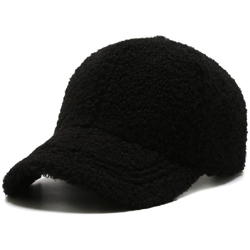 FS Trendy Streetwear Solid Windproof Wool Teddy Winter Baseball Hats For Men Warm White Lambswool - Frimunt Clothing Co.