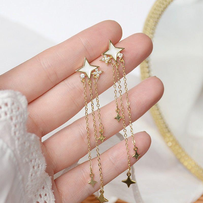 Luxury 14K Real Gold Plated Leaves Earring Delicate Micro Inlaid Cubic Zircon CZ Stud Pendant Earrings Wedding Jewelry - Frimunt Clothing Co.