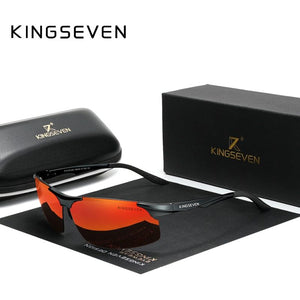 Genuinas Gafas de Sol KINGSEVEN Polarizadas para  hombre, de aluminio con lente espejada. Ideales para conducir. Protección UV400 Mod. 9126