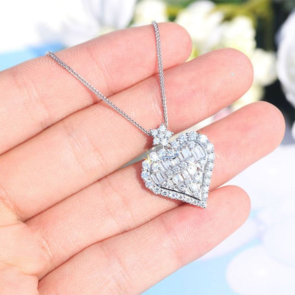 Dazzling Cubic Zirconia Heart Pendant Women Necklace Love Gifts For Her Elegant Jewelry - Frimunt Clothing Co.