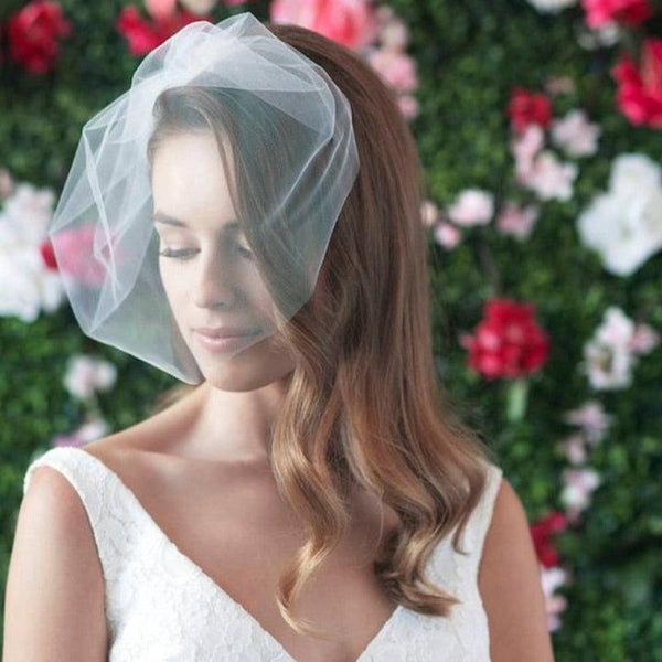 Bridal Simple Tulle Blusher Face Birdcage Veil - Frimunt Clothing Co.
