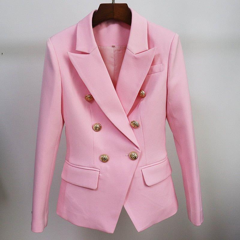Baby Pink Women's Blazer Formal Double Breasted Buttons Blazer High Quality - Frimunt Clothing Co.